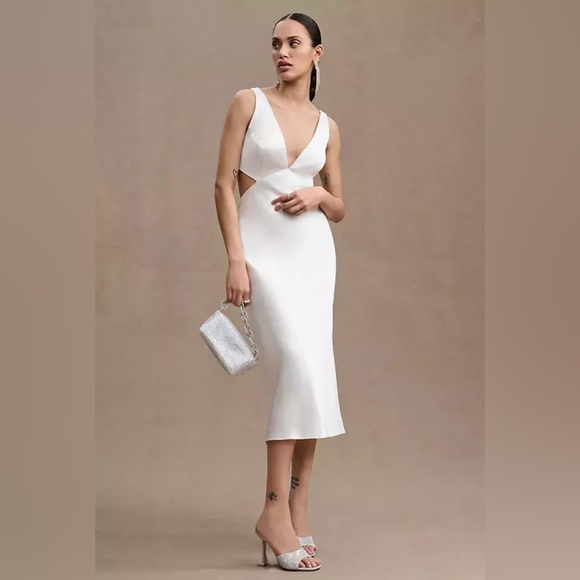 Sachin + Babi Dresses & Skirts - Sachin & Babi NWT Ivory Sierra V-neck Cutout Satin Midi Dress, Bridal, Wedding 2